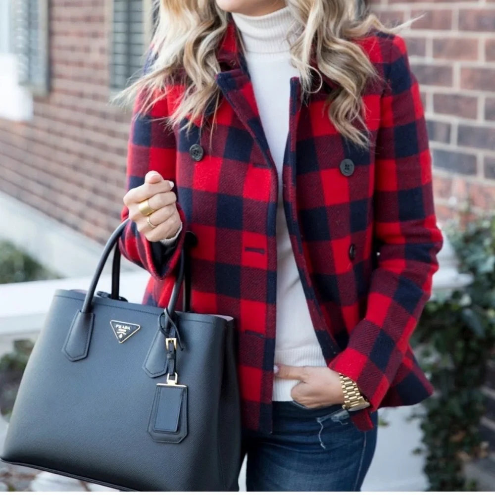 J.Crew | Red Buffalo Check
Peacoat | Jacket size 6 - Picture 8 of 11